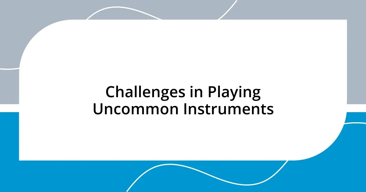 Challenges in Playing Uncommon Instruments