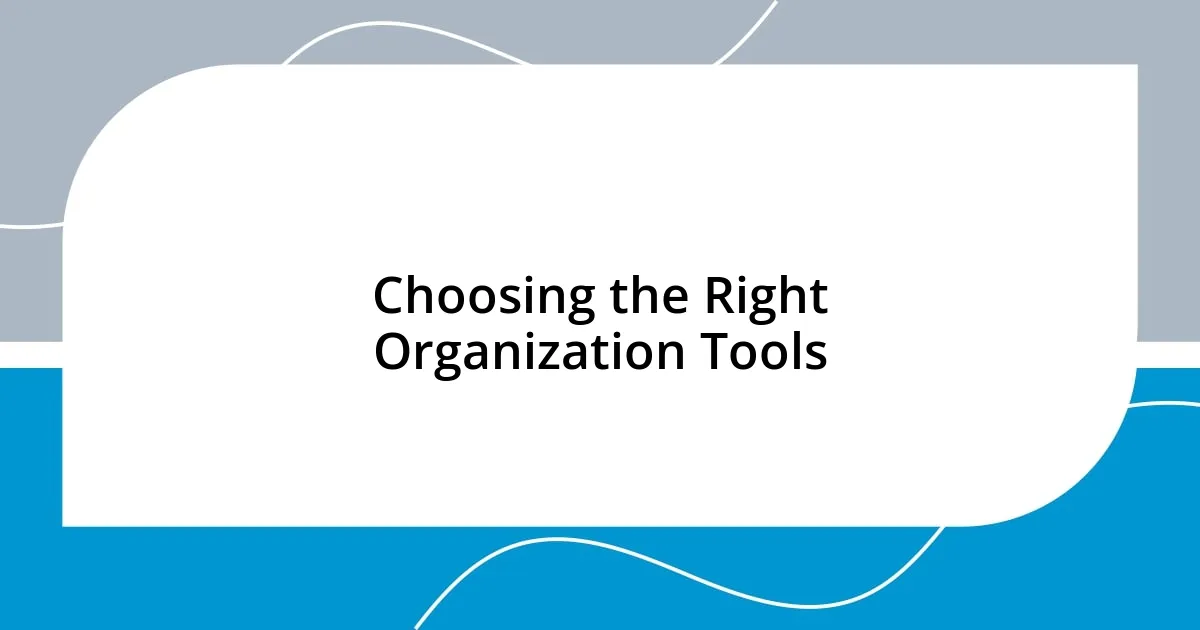 Choosing the Right Organization Tools